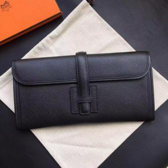 Hermes Jige Elan 29 Black Epsom Calfskin Clutch Bag