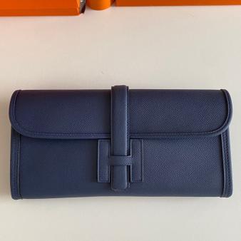 Hermes Jige Elan 29 Clutch Bag In Epsom Blue Saphir Leather