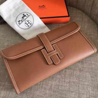 Hermes Jige Elan 29 Clutch Bag In Epsom Calfskin Gold Leather