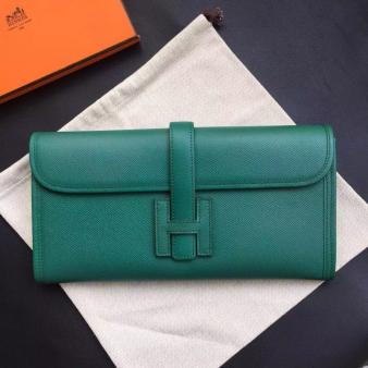 Hermes Jige Elan 29 Clutch Bag in Epsom Calfskin Malachite