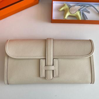 Hermes Jige Elan 29 Clutch Bag In Epsom Craie Leather