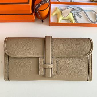 Hermes Jige Elan 29 Clutch Bag In Epsom Gris Tourterelle Leather