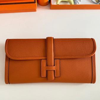 Hermes Jige Elan 29 Clutch Bag In Epsom Orange Leather