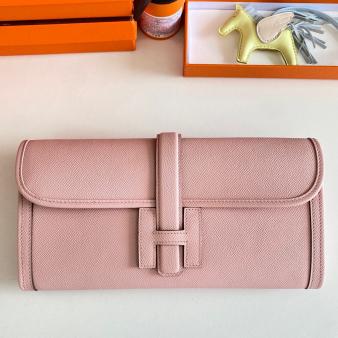 Hermes Jige Elan 29 Clutch Bag In Epsom Pink Leather