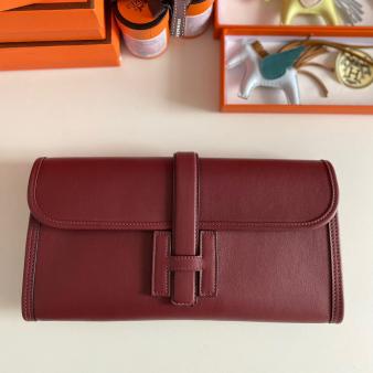 Hermes Jige Elan 29 Clutch Bag In Swift Bordeaux Calfskin