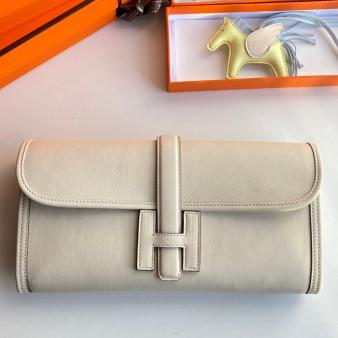 Hermes Jige Elan 29 Clutch Bag In Swift Craie Calfskin