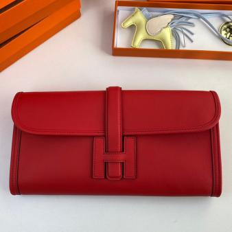 Hermes Jige Elan 29 Clutch Bag In Swift Red Calfskin