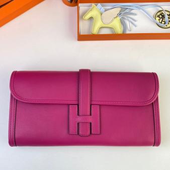 Hermes Jige Elan 29 Clutch Bag In Swift Rose Purple Calfskin