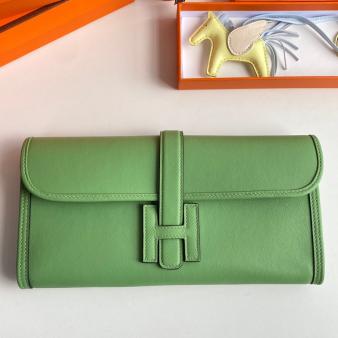 Hermes Jige Elan 29 Clutch Bag In Swift Vert Criquet Calfskin