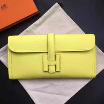 Hermes Jige Elan 29 Clutch Bag in Yellow Epsom Calfskin