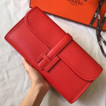 Hermes Jige Elan 29 Clutch in Epsom Red Leather