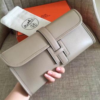 Hermes Jige Elan 29 Clutch In Swift Grey Calfskin