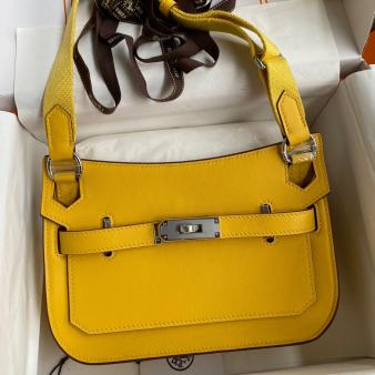 Hermes Jypsiere Mini Swift Calfskin Handmade Bag in Jaune Ambre