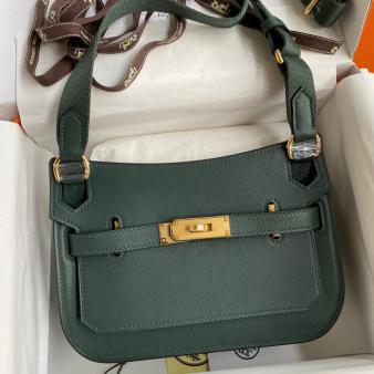 Hermes Jypsiere Mini Swift Calfskin Handmade Bag in Vert Rousseau