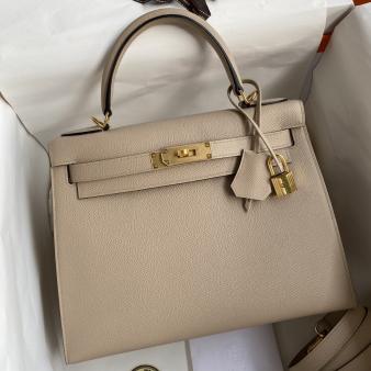 Hermes Kelly 28 Handmade Bag in Trench Epsom Calfskin