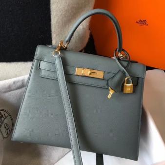 Hermes Kelly 28cm Bag in Vert Amande Epsom Leather GHW