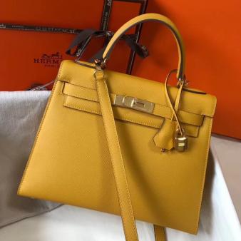 Hermes Kelly 28cm Bag in Yellow Epsom Leather GHW