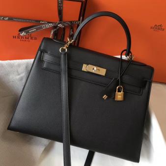 Hermes Kelly 32cm Bag in Black Epsom Leather GHW