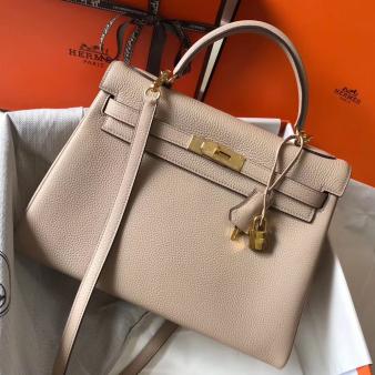 Hermes Kelly 32cm Bag in Trench Clemence Leather GHW