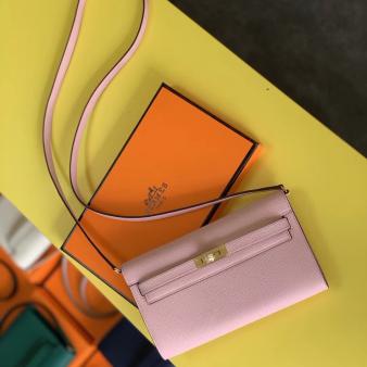 Hermes Kelly Classique To Go Wallet in Pink Epsom Calfskin