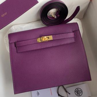 Hermes Kelly Danse II Bag in Anemone Evercolor Calfskin