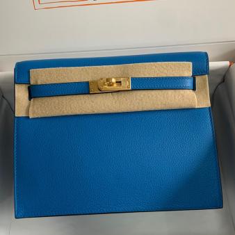 Hermes Kelly Danse II Bag in Blue Hydra Evercolor Calfskin