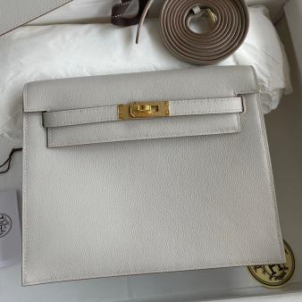 Hermes Kelly Danse II Bag in Pearl Grey Evercolor Calfskin