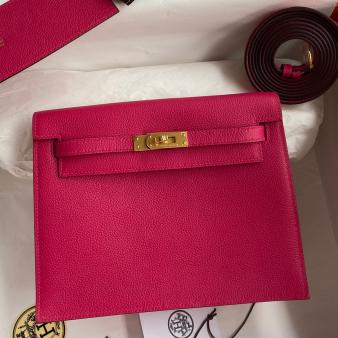 Hermes Kelly Danse II Bag in Rose Mexico Evercolor Calfskin