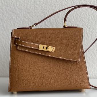 Hermes Kelly En Desordre 20 Handmade Bag in Gold Epsom Calfskin