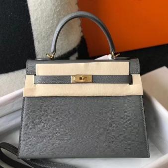 Hermes Kelly Epsom 25cm Sellier Bag in Ardoise Leather