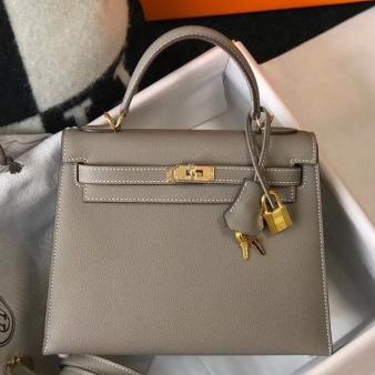 Hermes Kelly Epsom 25cm Sellier Bag in Gris Asphalt Leather