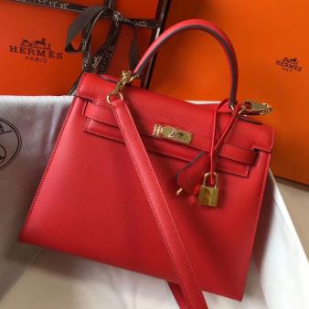 Hermes Kelly Epsom 25cm Sellier Bag in Piment Leather