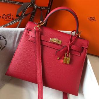 Hermes Kelly Epsom 25cm Sellier Bag in Red Leather