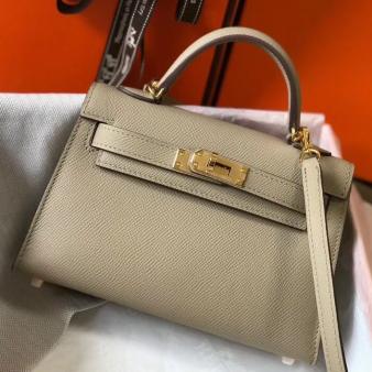 Hermes Kelly Mini II Bag in Gris Tourterelle Epsom Leather with GHW