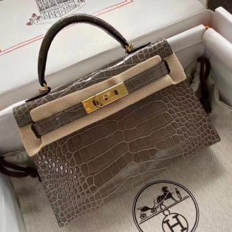 Hermes Kelly Mini II Bag in Taupe Alligator Crocodile