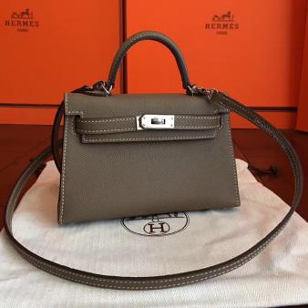 Hermes Kelly Mini II Bag in Taupe Epsom Leather