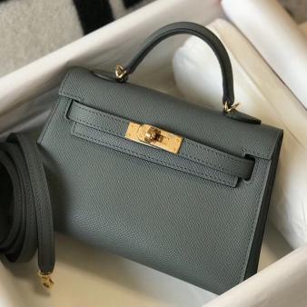 Hermes Kelly Mini II Bag in Vert Amande Epsom Leather with GHW