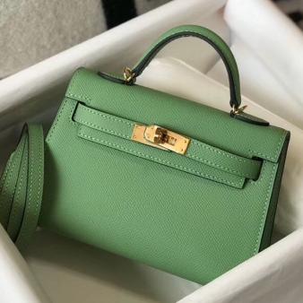 Hermes Kelly Mini II Bag in Vert Criquet Epsom Leather with GHW