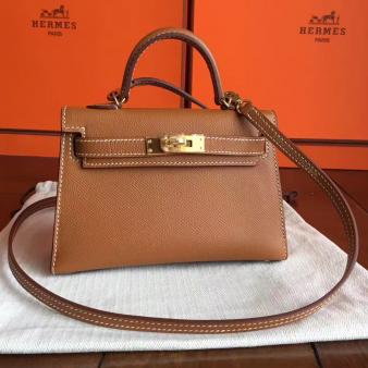 Hermes Kelly Mini II Handmade Bag In Epsom Gold Leather