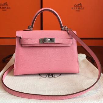 Hermes Kelly Mini II Handmade Bag in Rose Confetti Epsom Leather