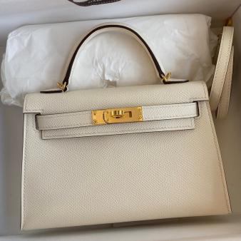 Hermes Kelly Mini II Sellier Handmade Bag in Nata Epsom Calfskin