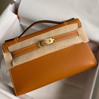 Hermes Kelly Pochette Handmade Bag in Swift Calfskin Gold