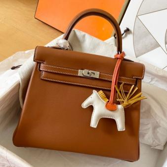 Hermes Kelly Retourne 25 Handmade Bag in Swift Calfskin Gold