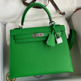 Hermes Kelly Sellier 25 Handmade Epsom Calfskin Bag in Bambou