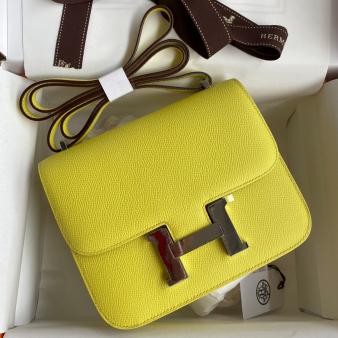 Hermes Lime Epsom Calfskin Constance 18 Handmade Bag