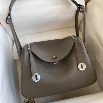 Hermes Lindy 26 Handmade Bag in Clemence Leather Etain