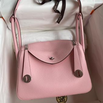 Hermes Lindy 26 Handmade Bag in Clemence Leather Rose Sakura