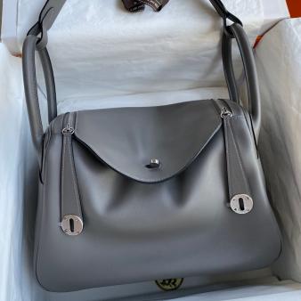 Hermes Lindy 30 Handmade Bag in Swift Calfskin Grey