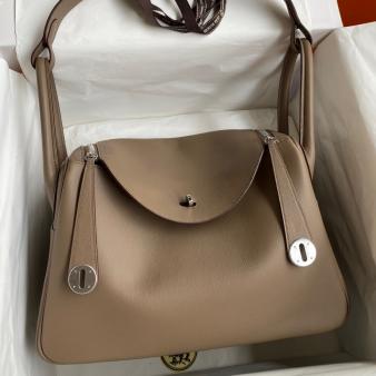 Hermes Lindy 30 Handmade Bag in Swift Calfskin Taupe