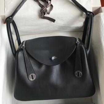 Hermes Lindy 30 Touch Handmade Bag in Black Swift Calfskin